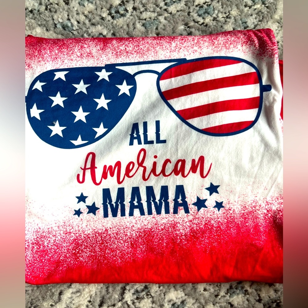 “All American Mama,” Women’s Red White & Blue Matching Set Top, Size Medium